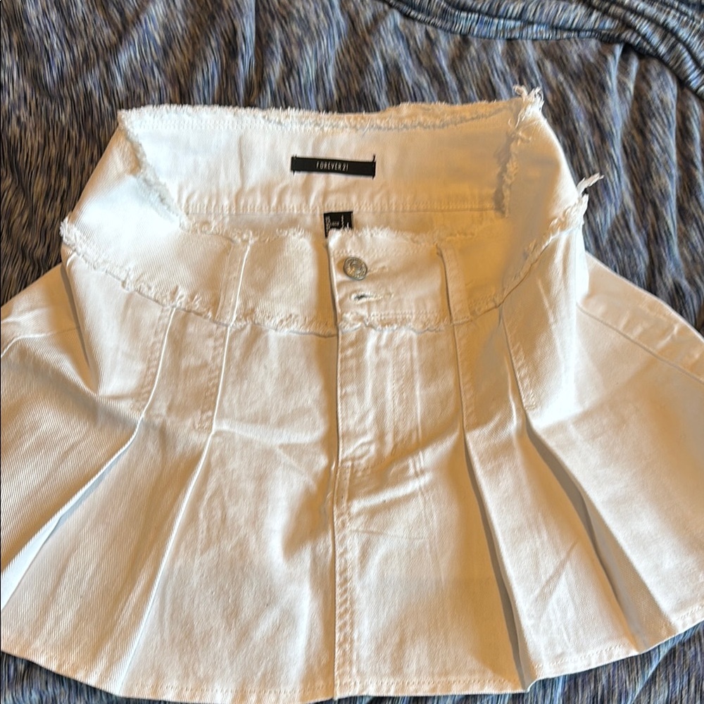 Forever 21 Cream Fit and Flare Pleated Mini Skirt